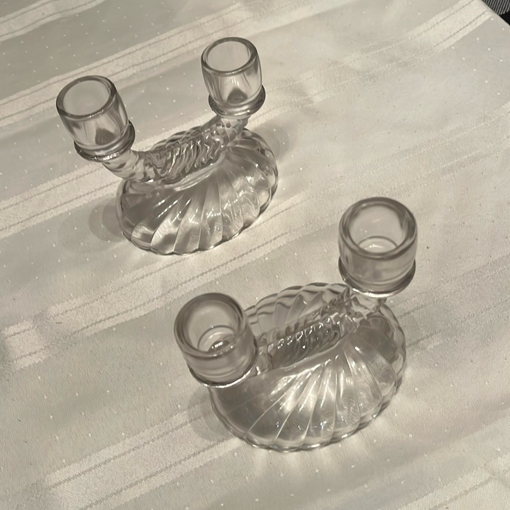 Vintage Imperial Glass duel candlestick holders